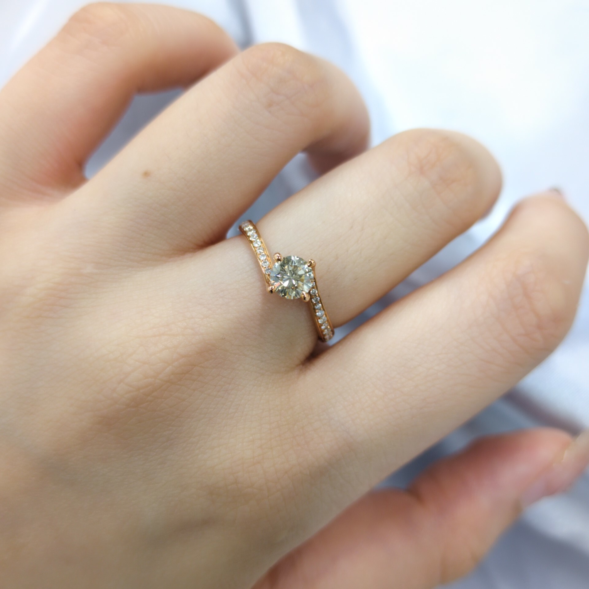 18K Rose Gold 0.56ct Light Brown Diamond Ring