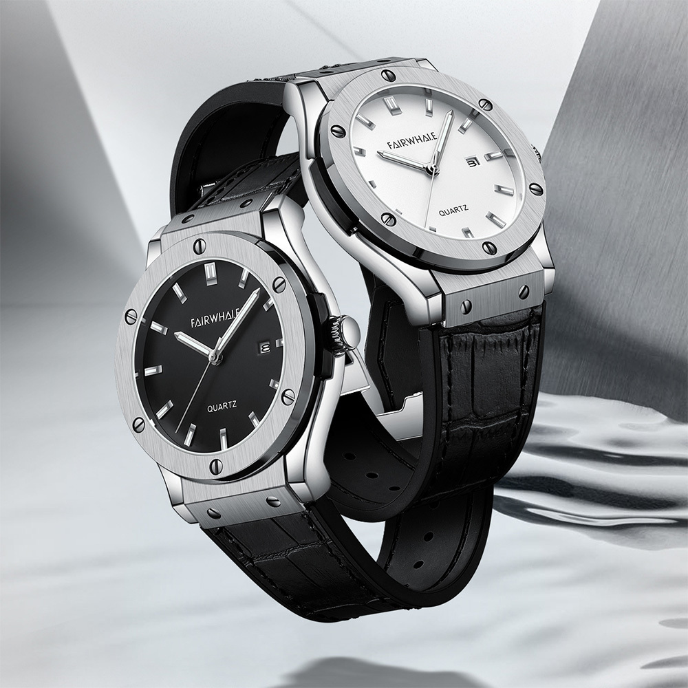 【Mark fairwhale 馬克菲爾】古典簡約立體 個性潮流 齒輪 合金牛皮 手錶-5640