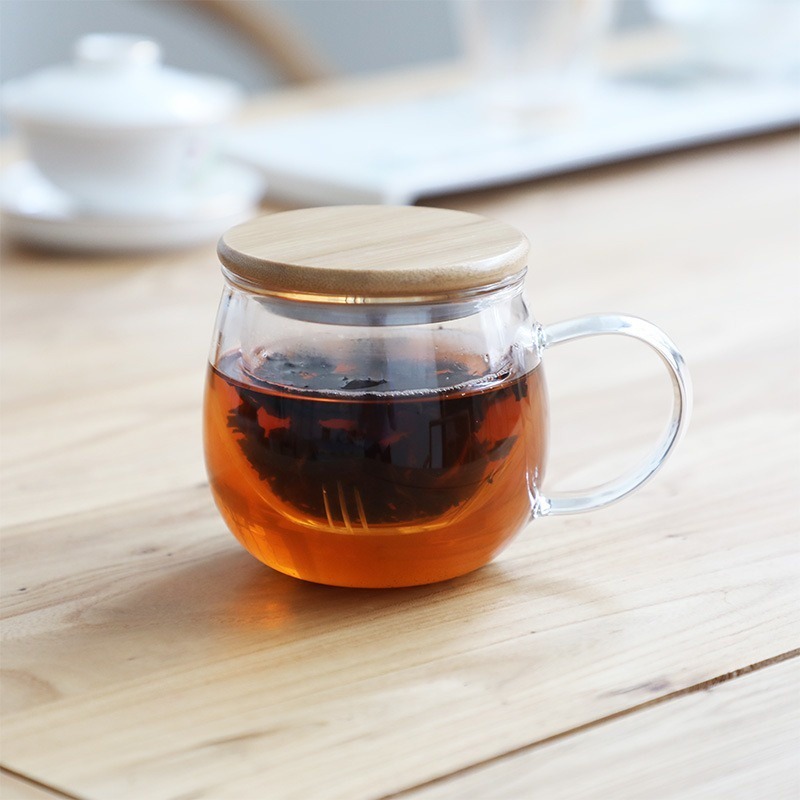 三件式矮玻璃泡茶杯