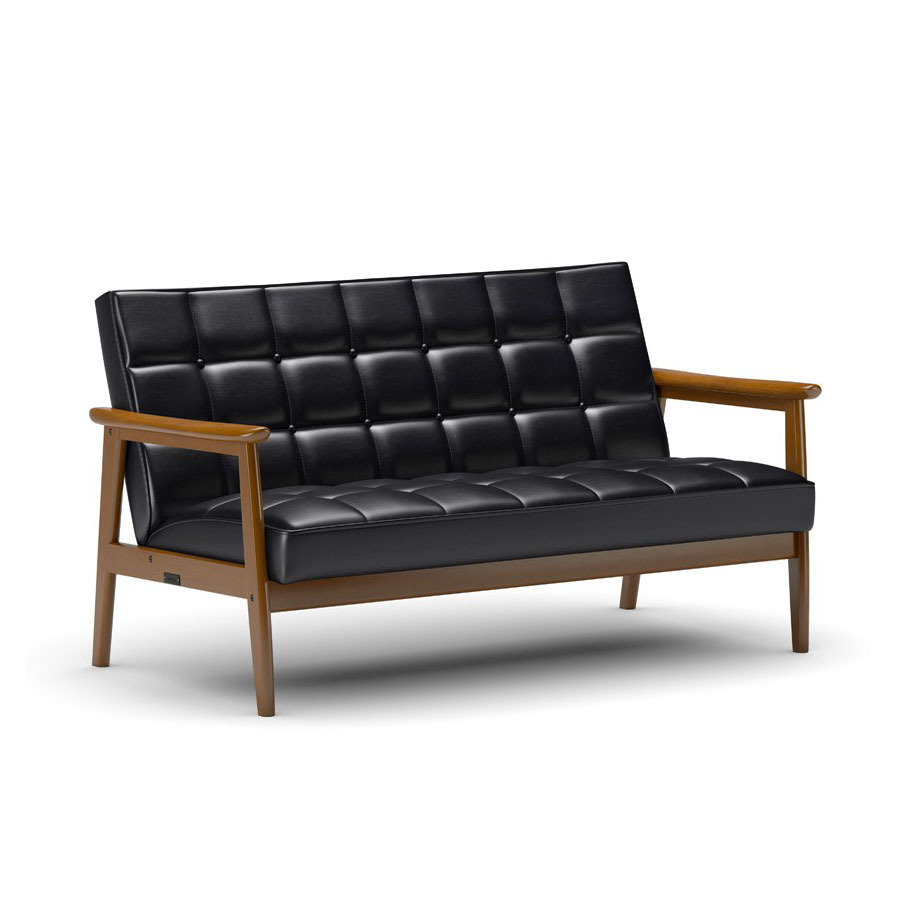 K CHAIR 雙人沙發 / 煤炭黑全牛皮