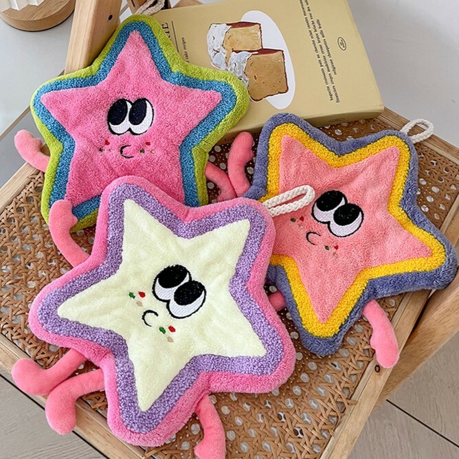 《4580》創意可愛大眼雀斑星星擦手巾