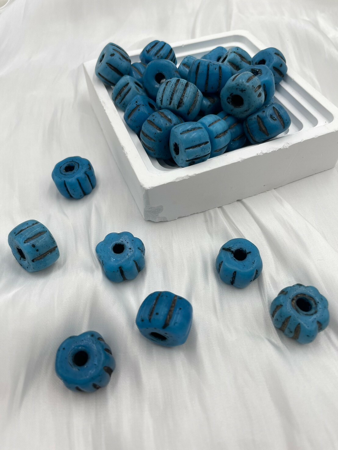 顆-藍南瓜珠直徑18.5mm厚12.5mm孔5mm