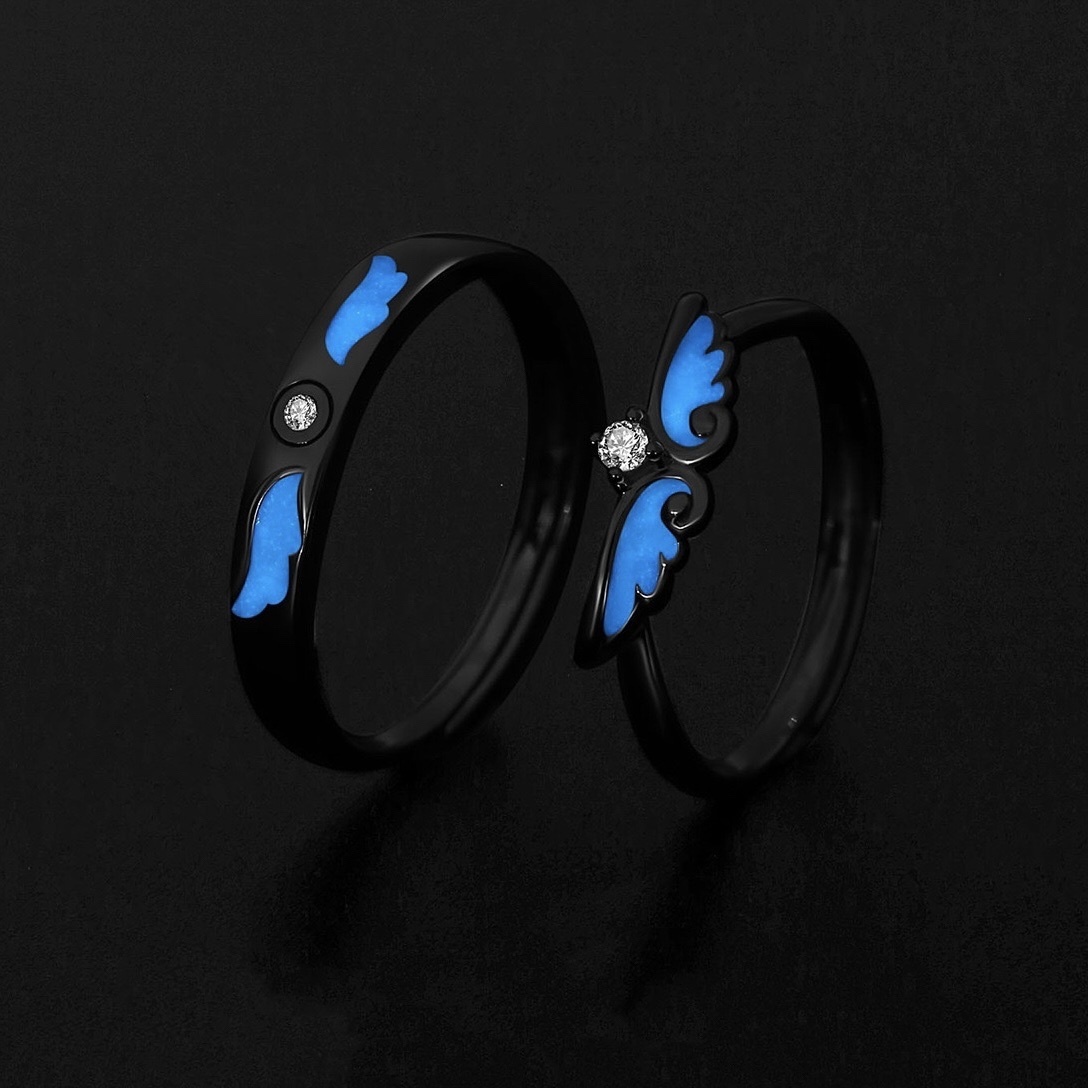 「純愛」 情侶戒指💍 免費刻字✒️ 夜光戒指✨