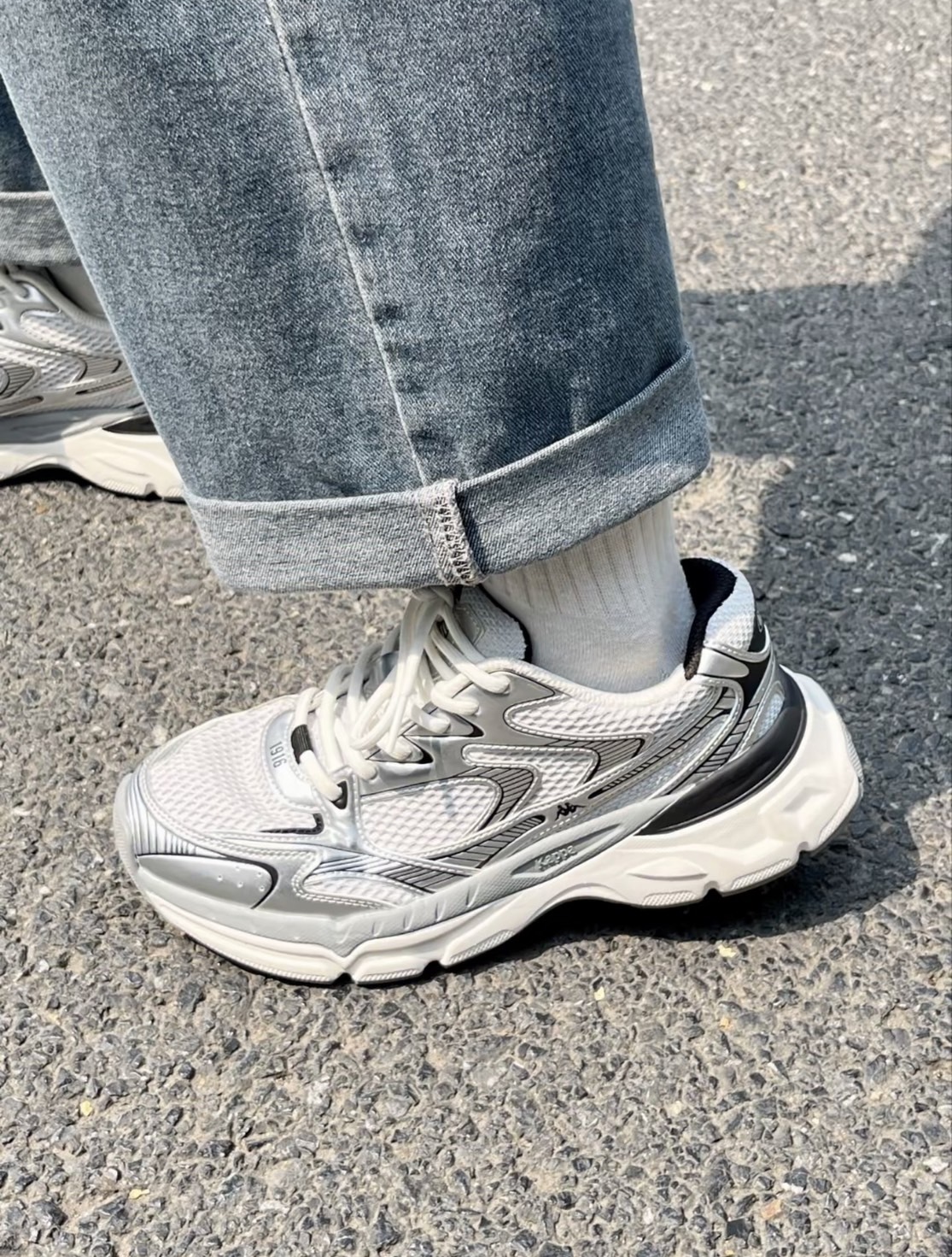 (寶藏鞋款)Kappa 復古 Y2K風格 灰銀 增高 慢跑 K0DU5MG14CJ-149