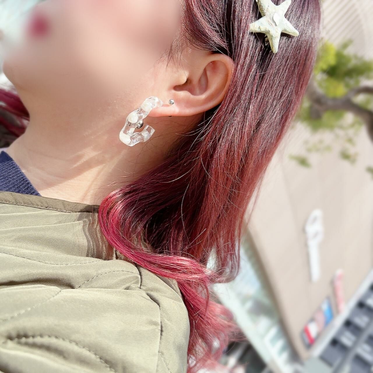 [手作家] 透明感雲朵珍珠耳環