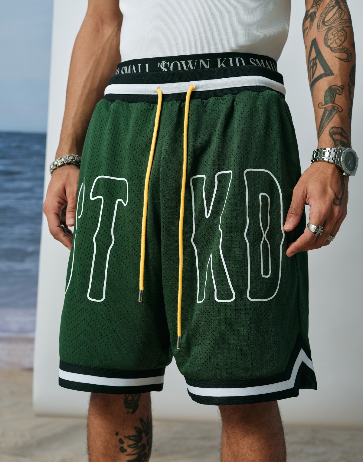 STK SmallTownKid American large logo mesh pants shorts