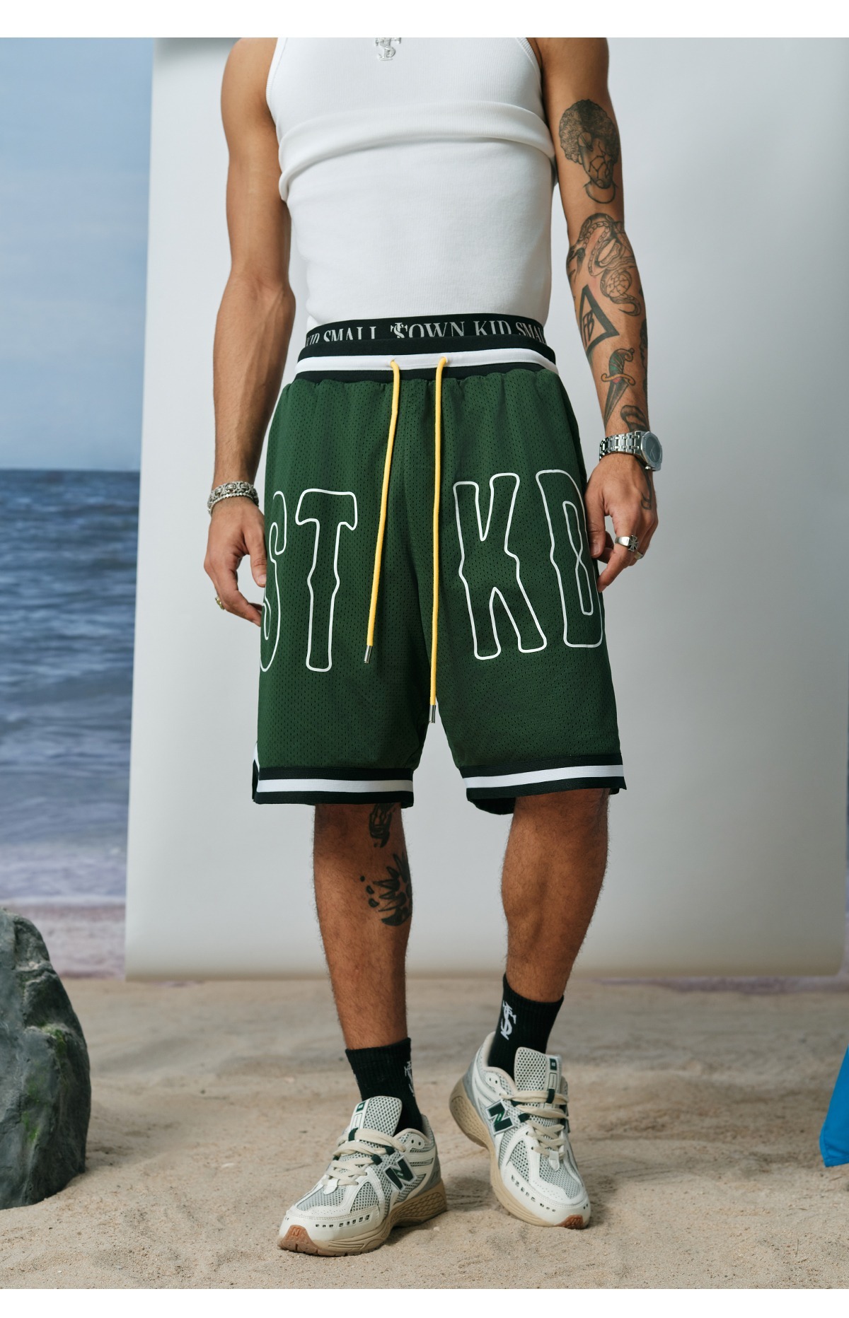 STK SmallTownKid American large logo mesh pants shorts
