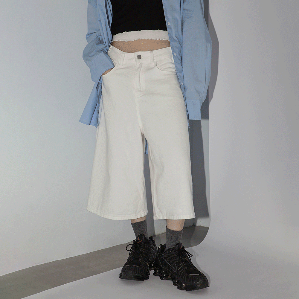 棉質寬鬆七分褲（in stock)