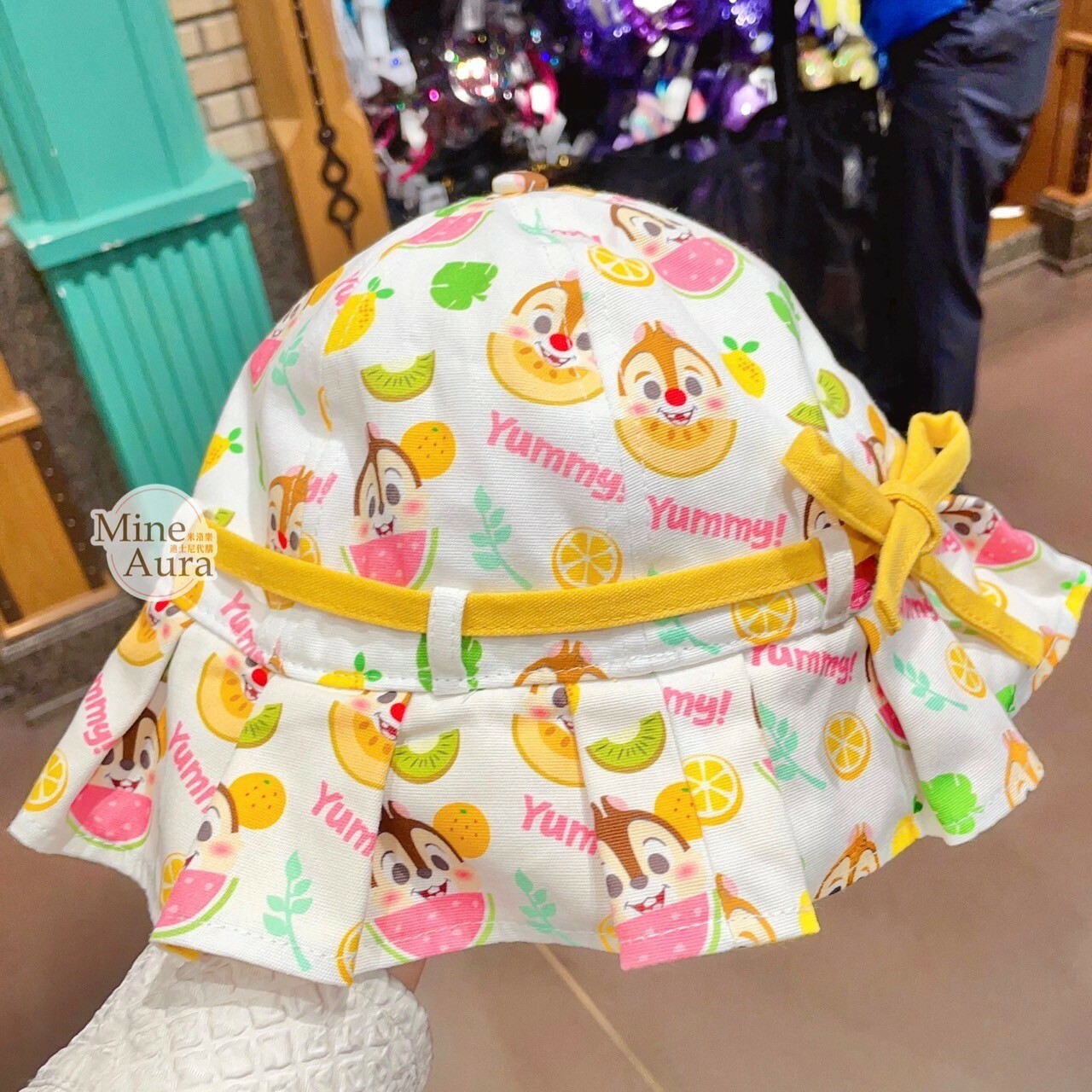 (限時特價) 奇奇蒂蒂 Chip 'n Dale 滿版圖案 蝴蝶結 兒童 漁夫帽 帽子 -上海迪士尼樂園