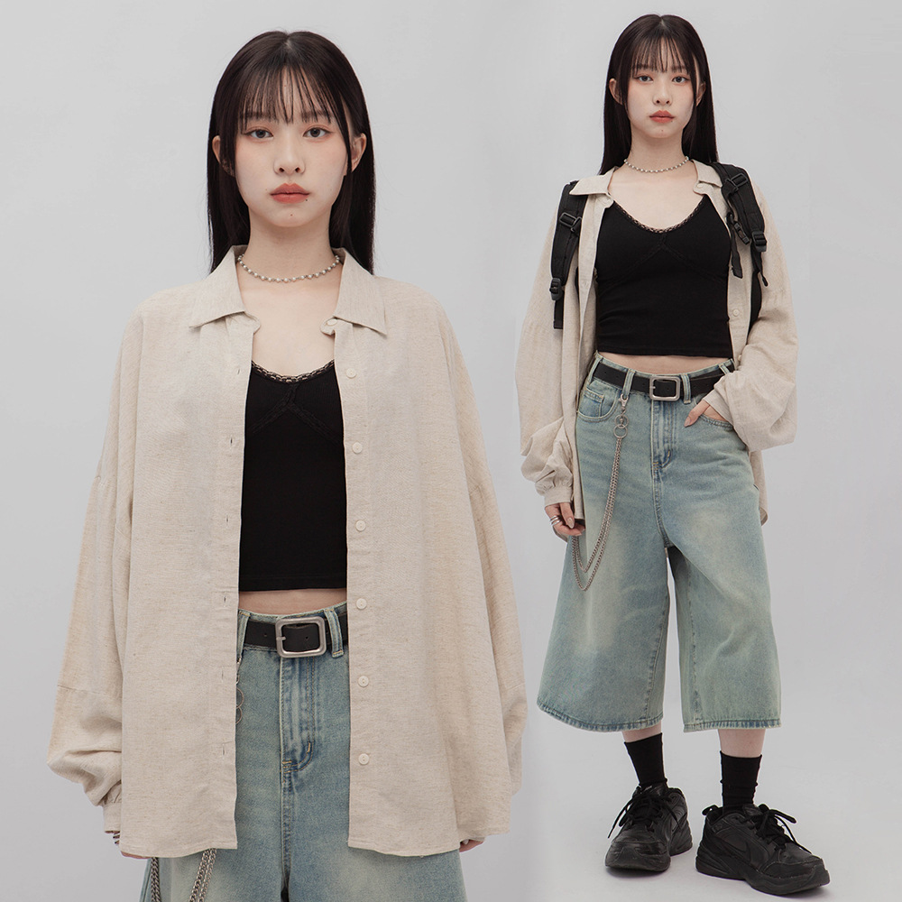 亞麻燈籠袖襯衫(in stock)