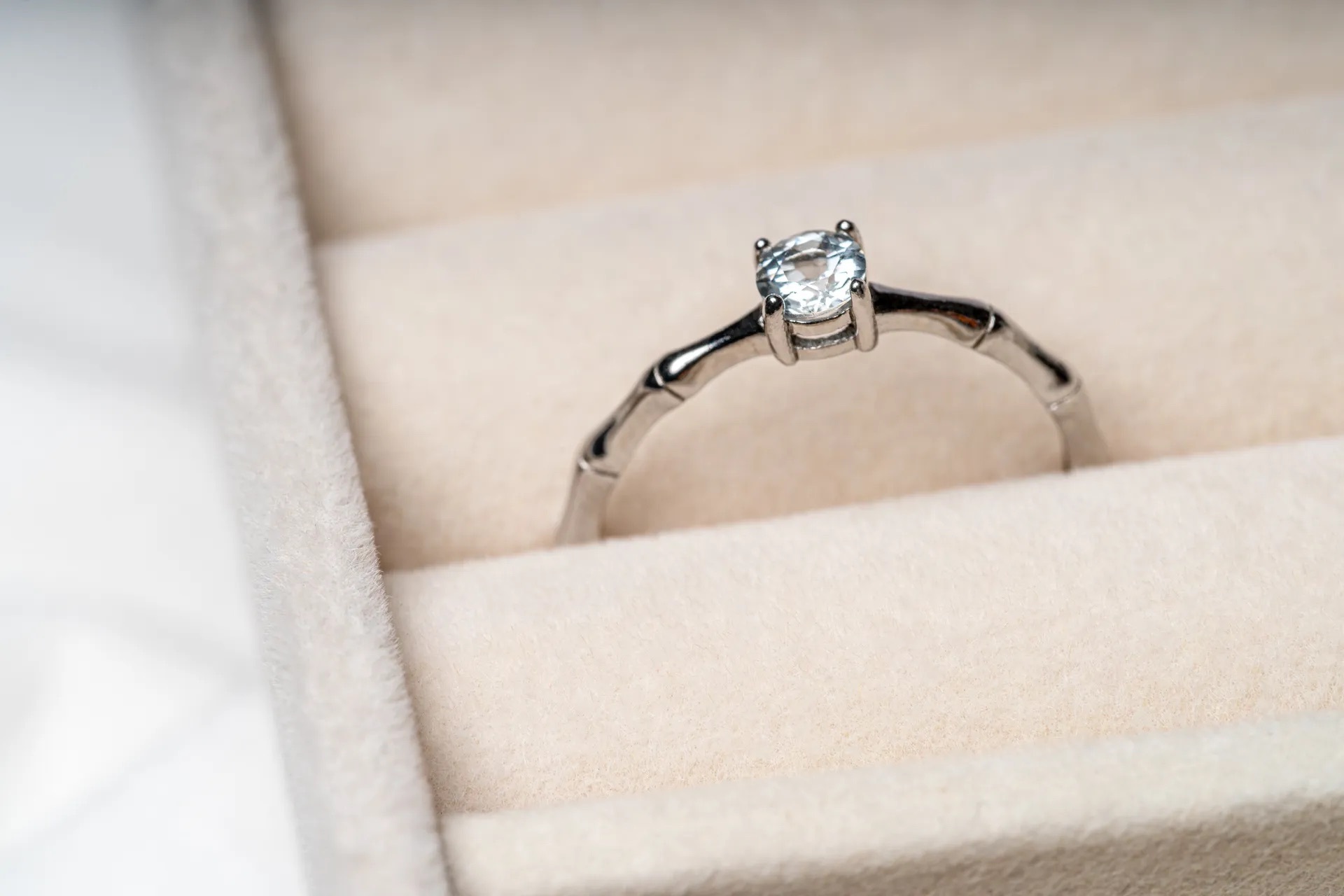 S925銀戒指 | 竹節｜海藍寶｜三月誕生石