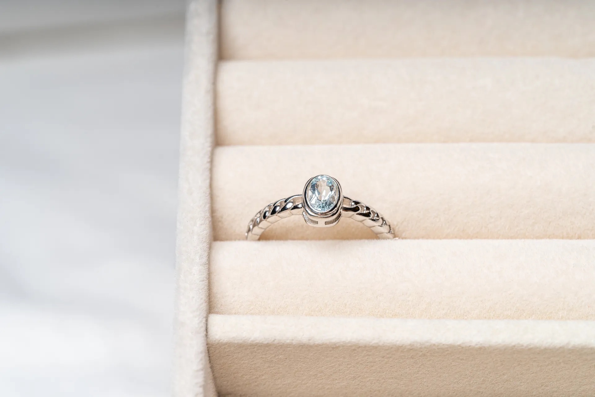 S925銀戒指|編織｜海藍寶｜三月誕生石