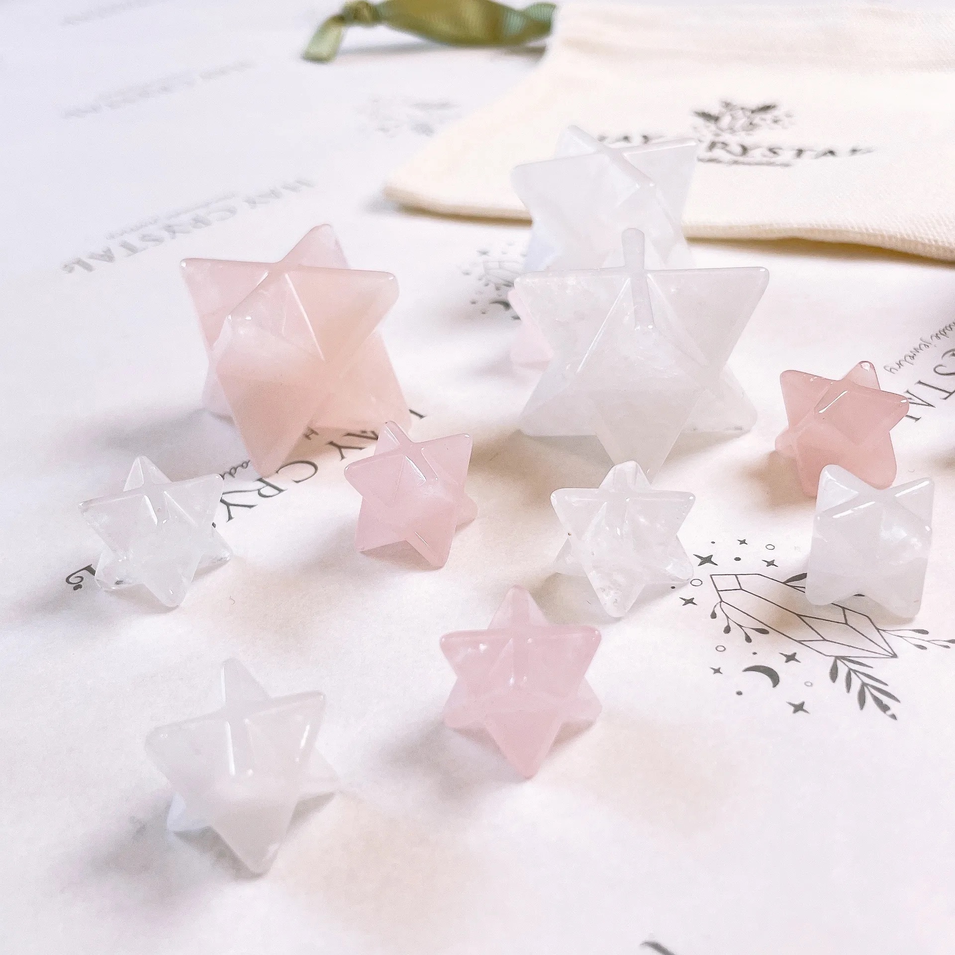 療癒小工具✨梅爾卡巴 | 粉水晶 | 白水晶