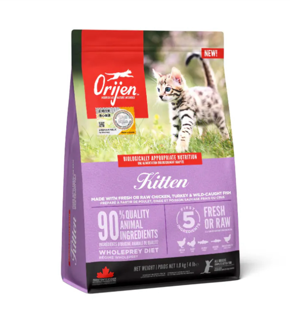 ORIJEN 渴望 無穀物 雞肉 幼貓糧 1.8kg （幼貓食用）