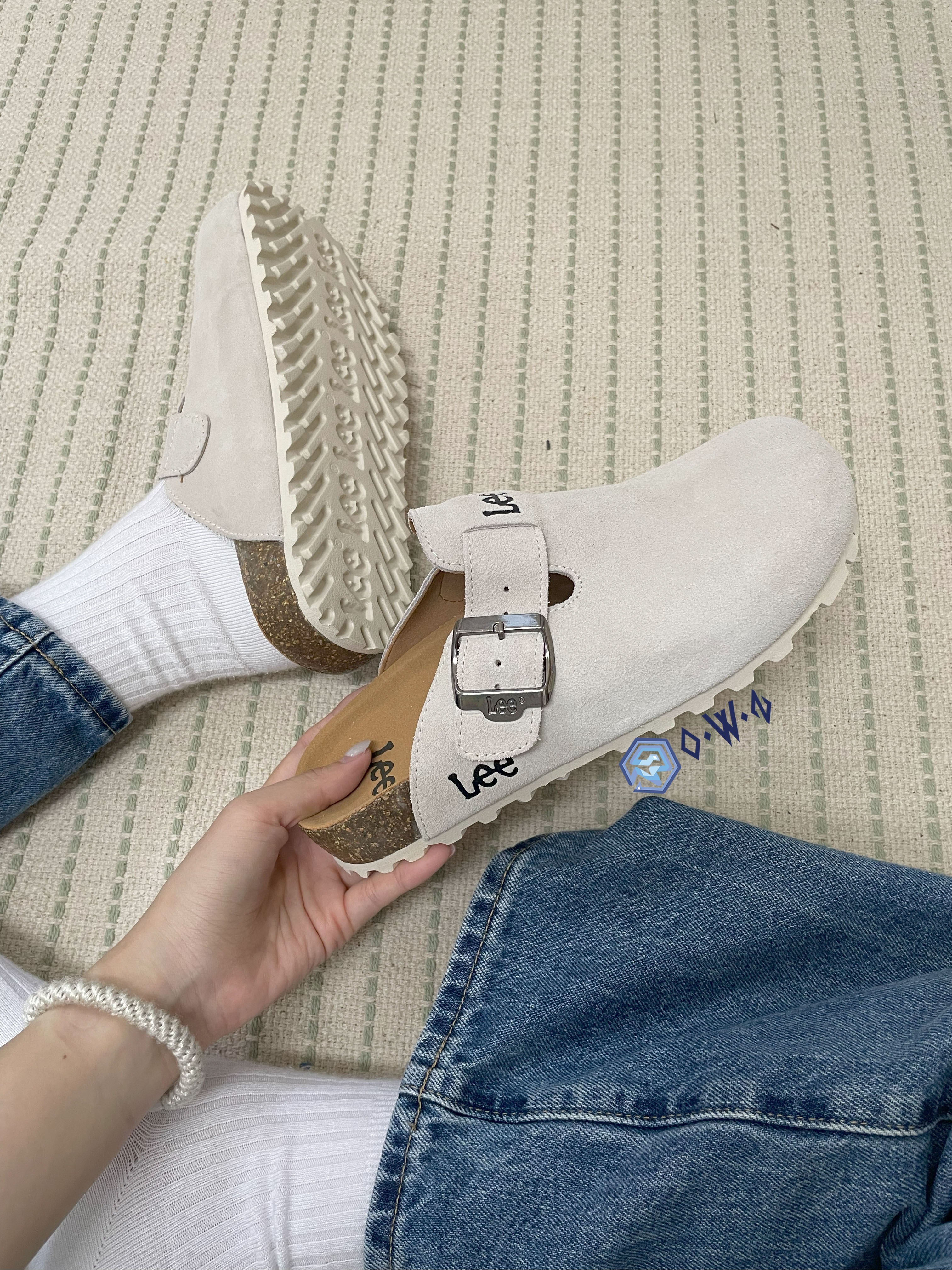 【OWN】LEE 勃肯鞋 海外限定 麂皮 軟底 MULE 軟木塞 懶人鞋 涼拖鞋 男女同款 米色 芥末黃 咖啡色