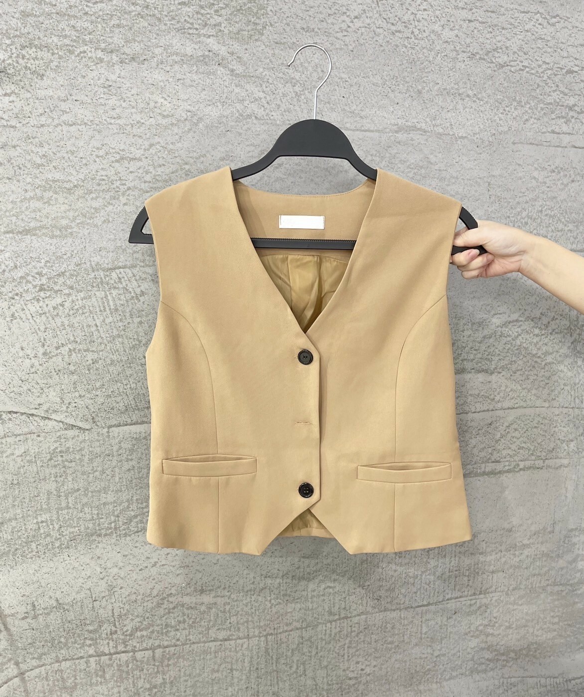 V領排扣 西裝馬甲上衣(茶/黑色)