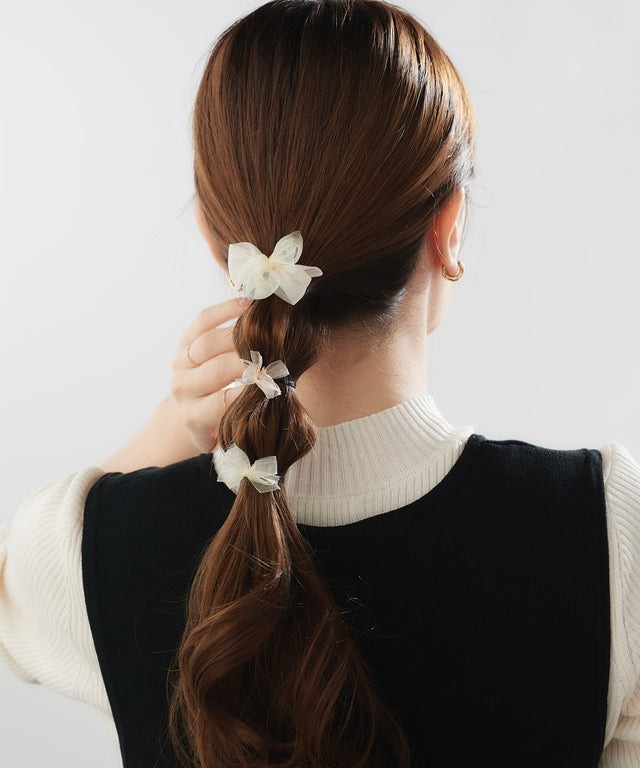 網紗蝴蝶結迷你髮圈插