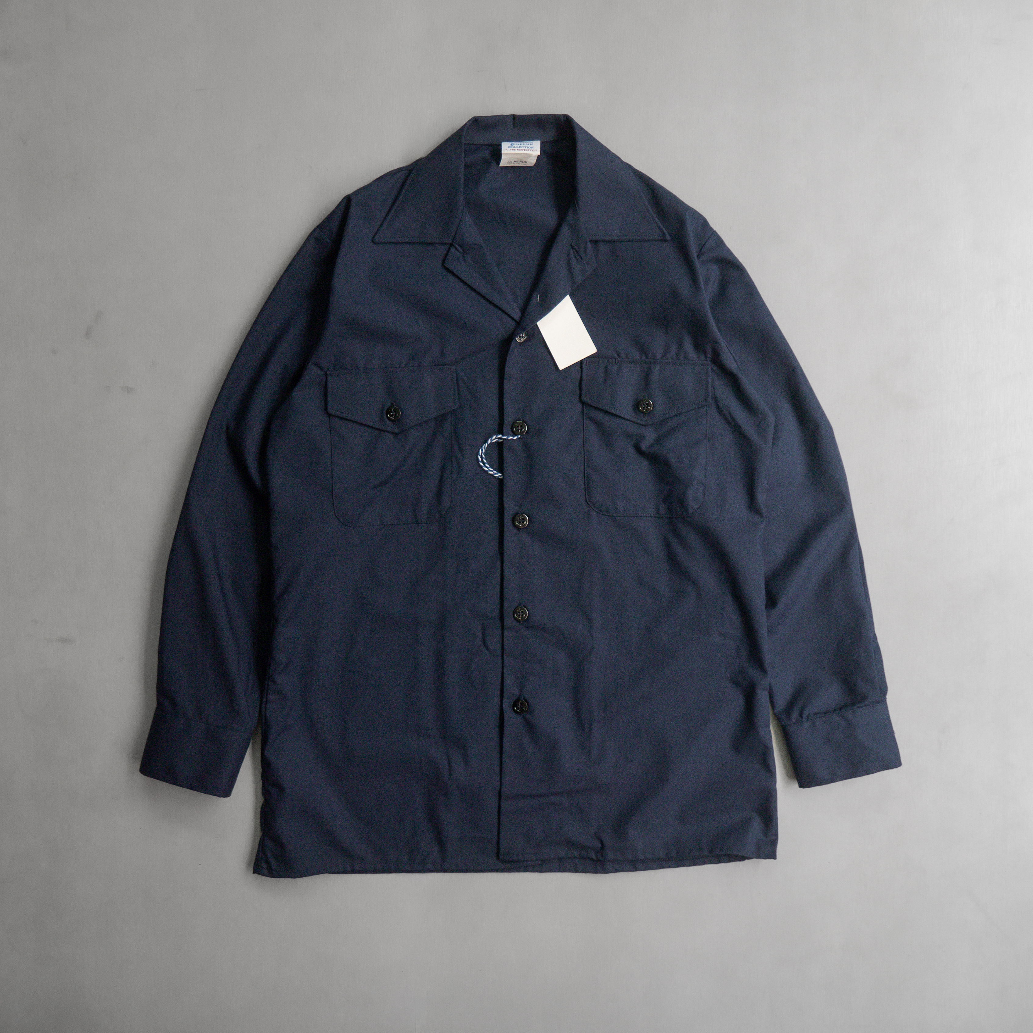 US NAVY UTILITY SHIRT 美國 海軍 深藍 長袖 開領 工作 襯衫