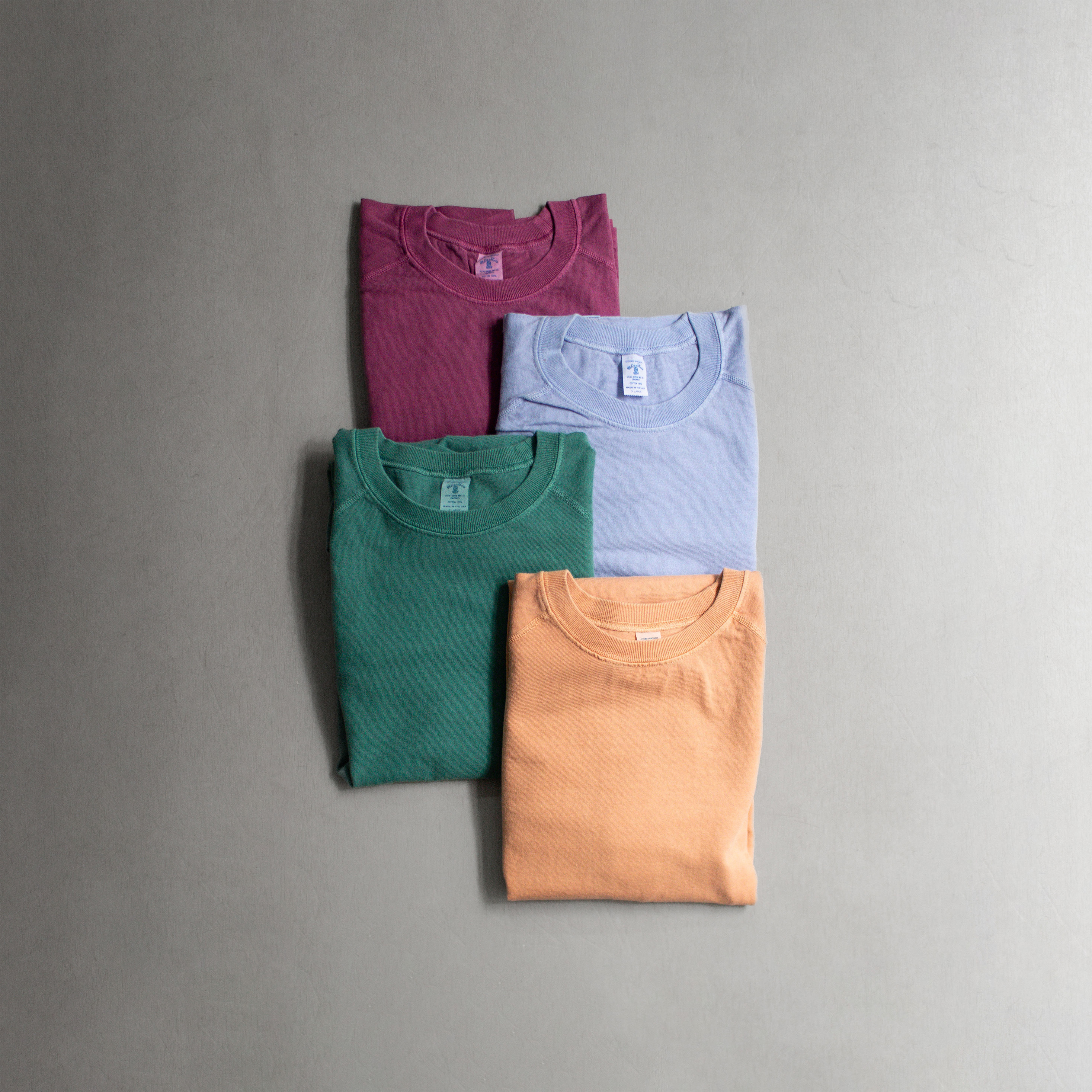 VELVA SHEEN PIGMENT FREEDOM L/S TEE 顏料染 圓領 斜肩 長袖 T恤