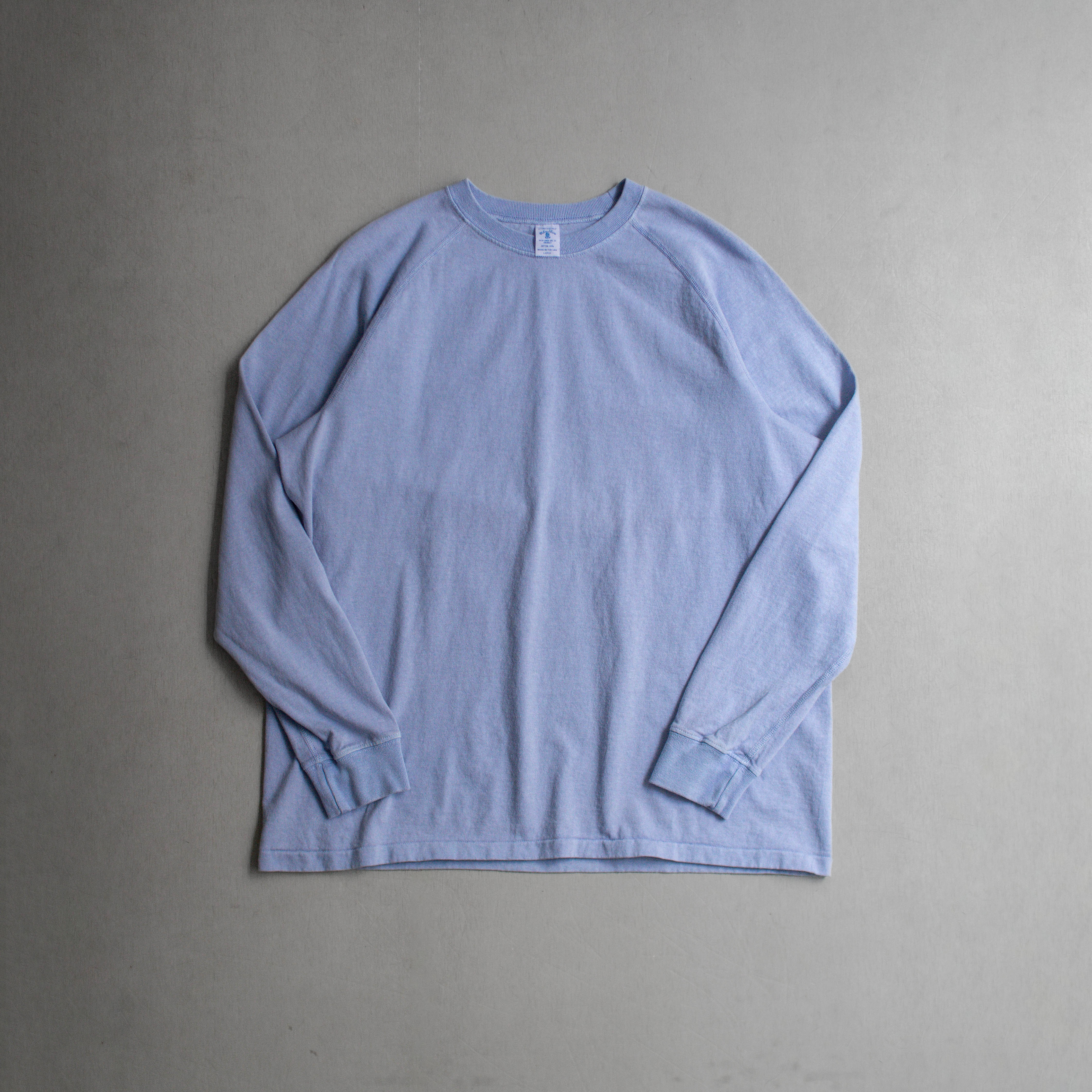 VELVA SHEEN PIGMENT FREEDOM L/S TEE 顏料染 圓領 斜肩 長袖 T恤
