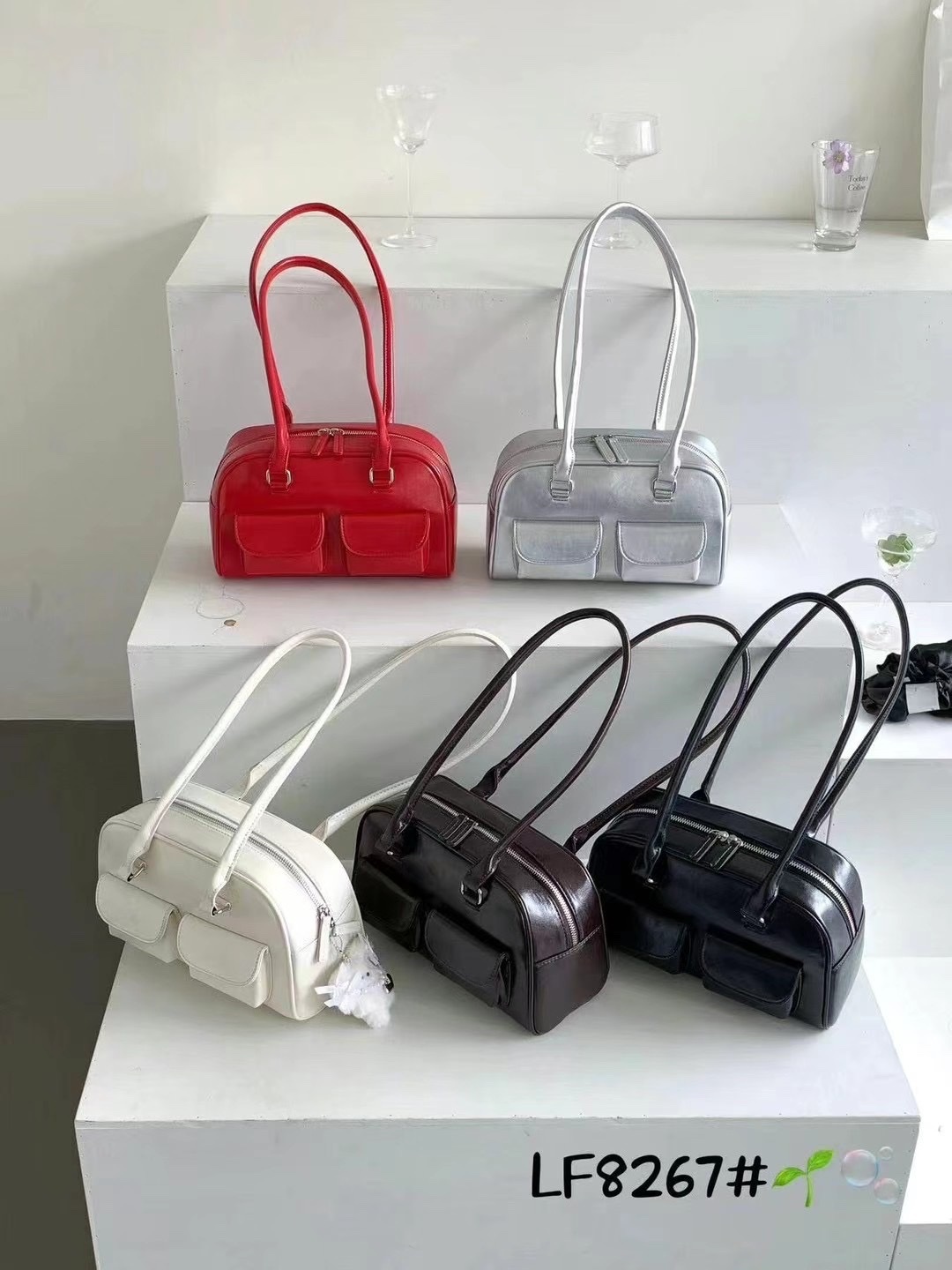 正韓 長柄兩口袋側背包