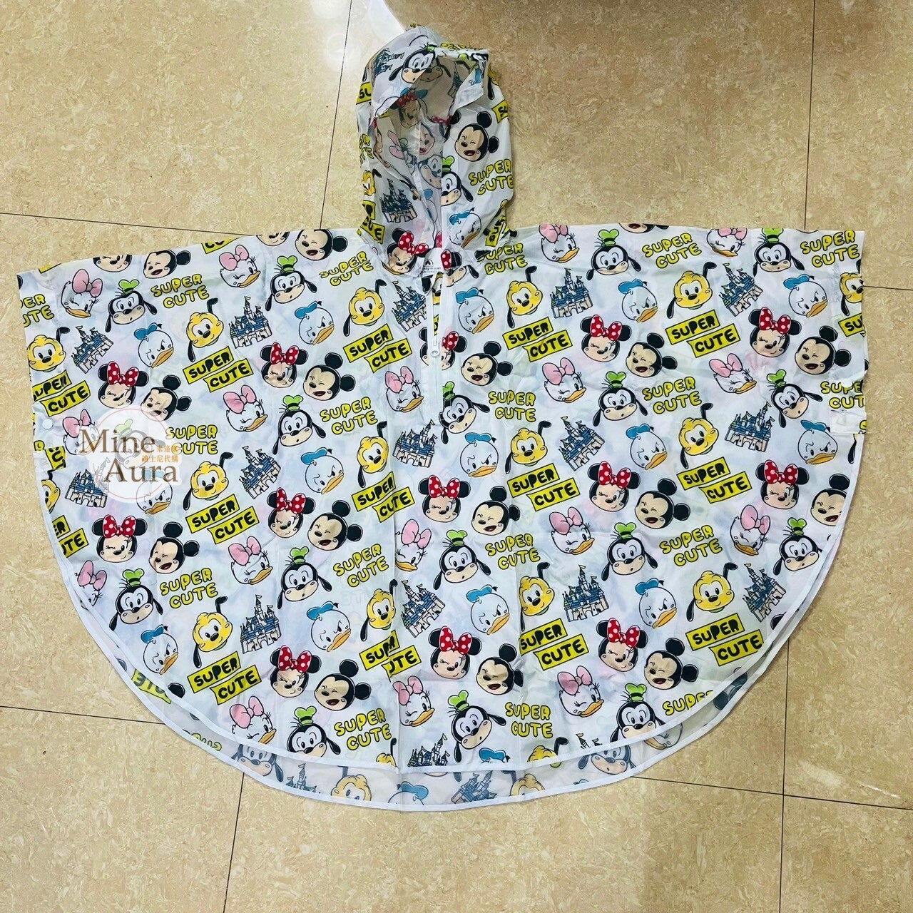 (限時特價) Cute系列 米奇 Mickey 滿版圖案 兒童 披風雨衣 -上海迪士尼樂園