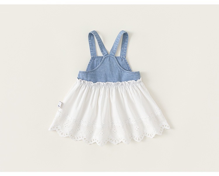 蕾絲拼接牛仔吊帶裙