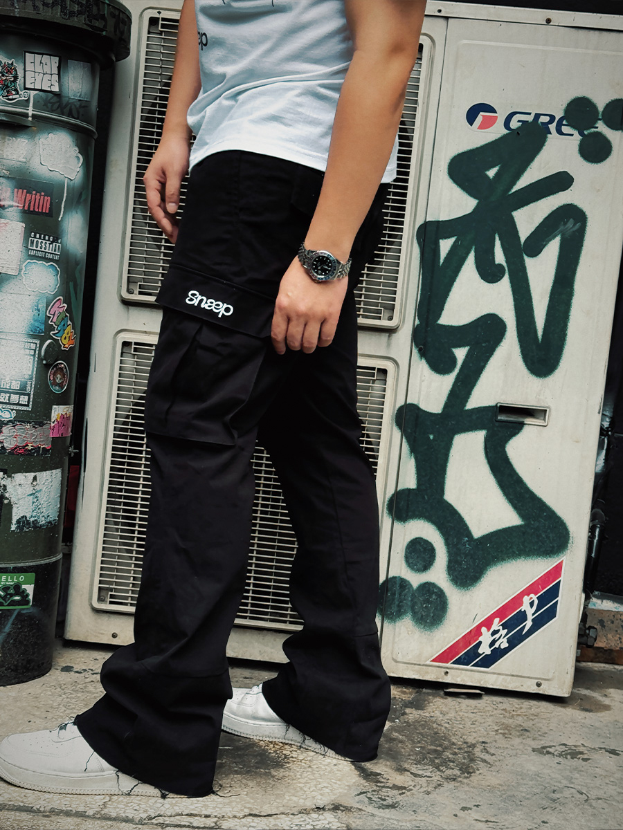OHSNAP / Pocket Cargo Pants 微喇叭 口袋工作褲 - 黑色