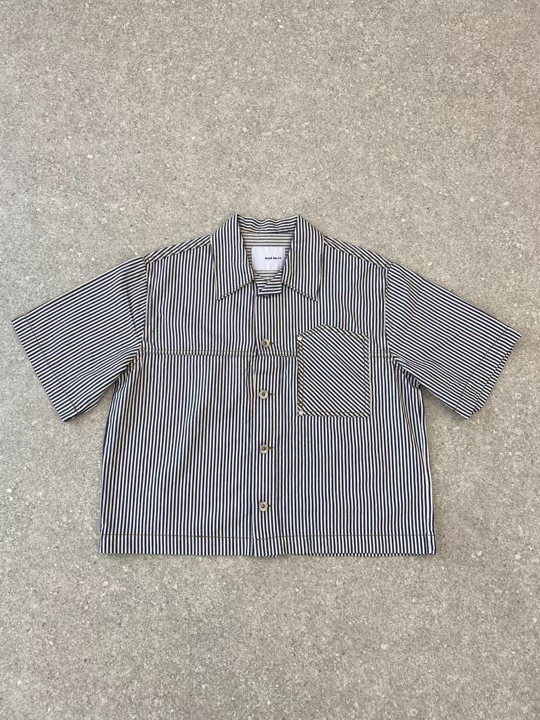 直紋短袖恤衫 And More-042S