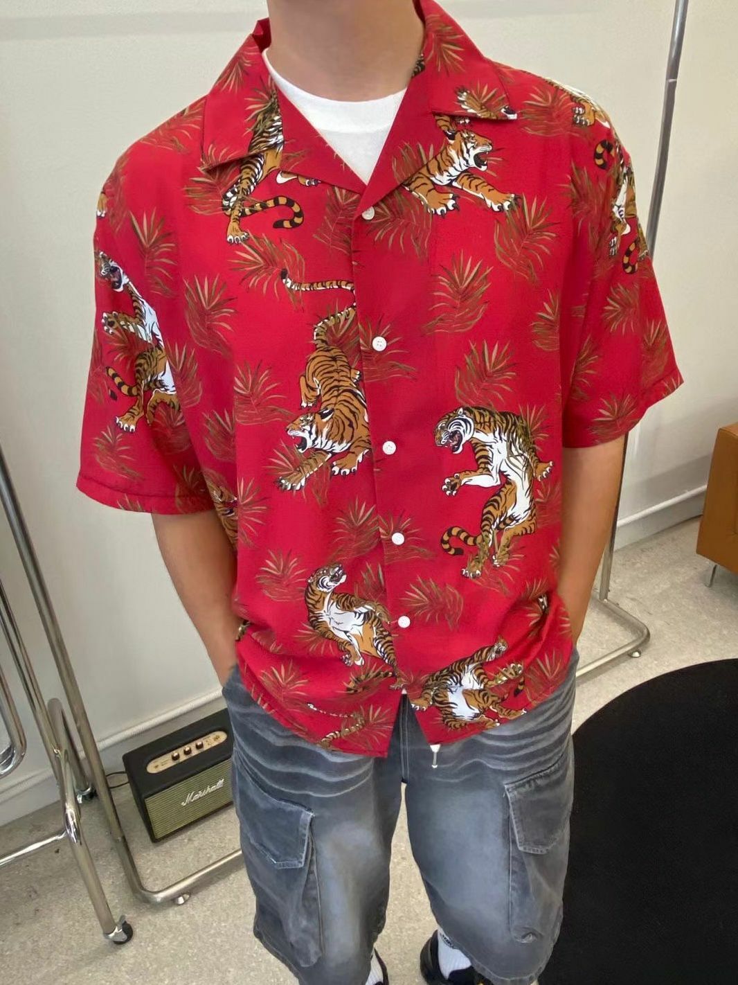 老虎圖案短袖恤衫 And More-052S