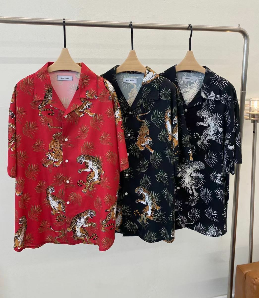 老虎圖案短袖恤衫 And More-052S