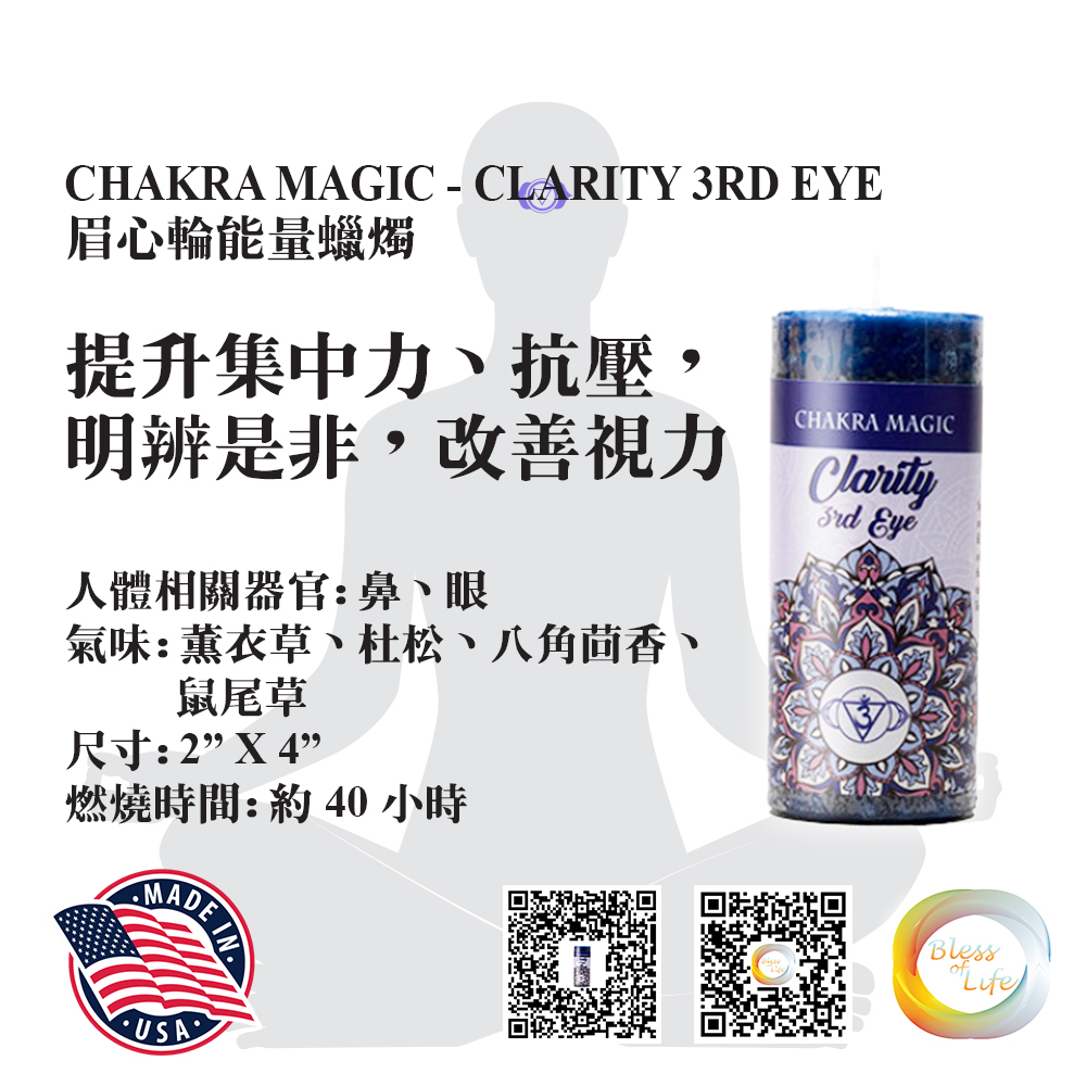 Coventry Creations -  Chakra Magic 眉心輪能量蠟燭 Clarity