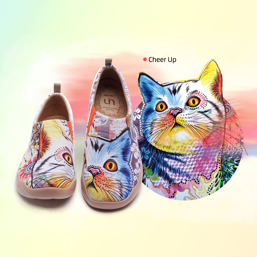 【 Uin 】西班牙原創設計 | 彩虹貓咪 女鞋 彩繪鞋 休閒鞋 懶人鞋