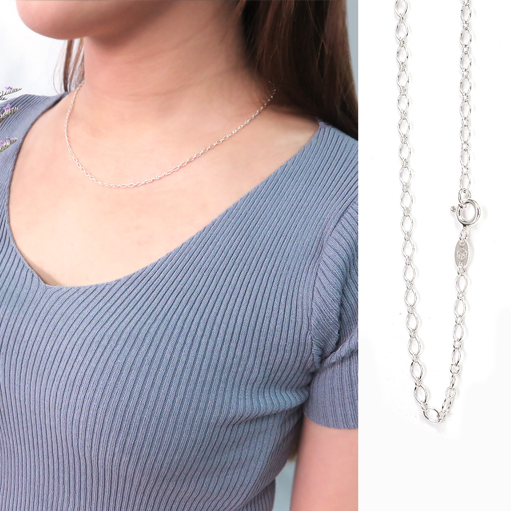 橄欖圈鍊(2.8mm中鍊) 925純銀 女生項鍊 客製長度銀鍊