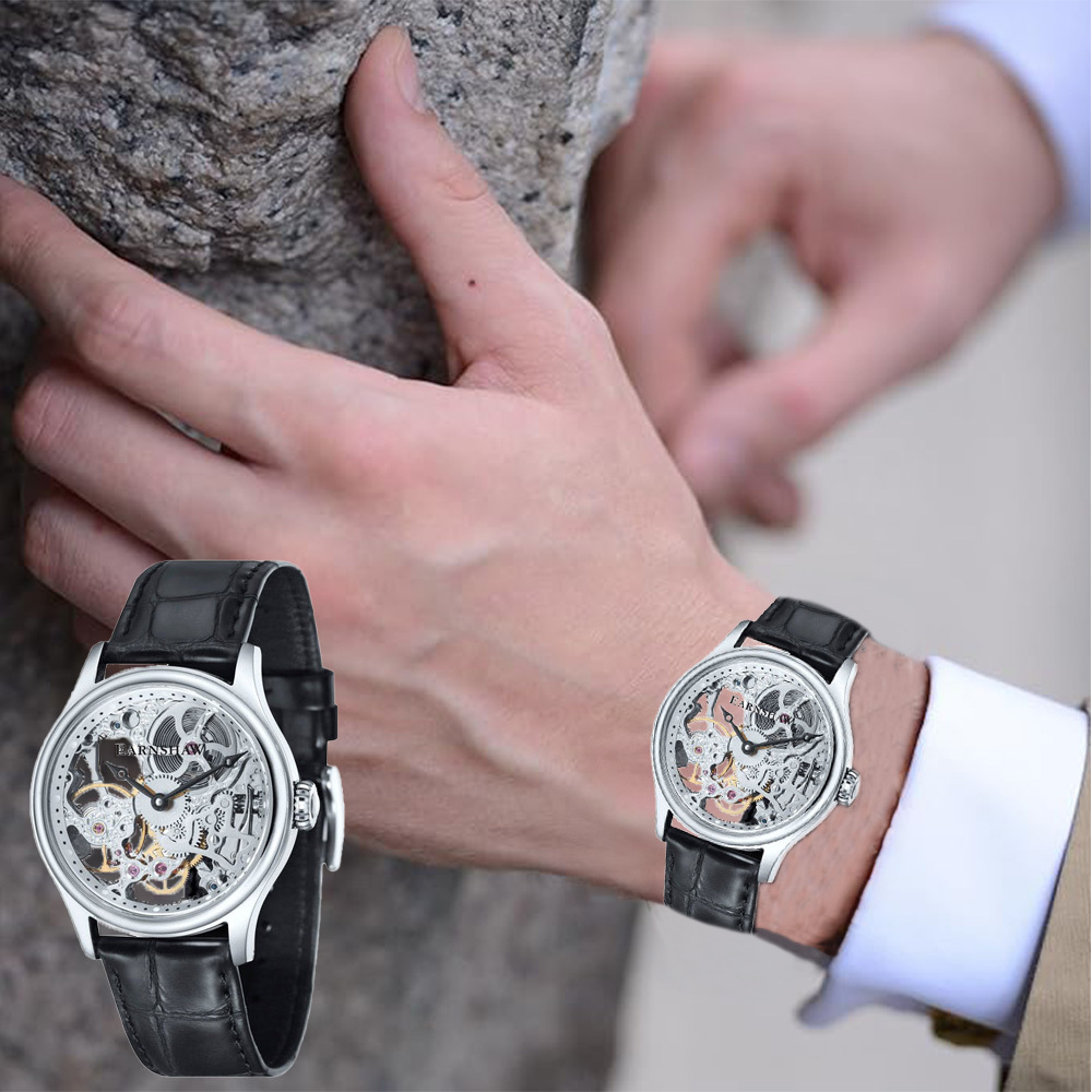 【Thomas Earnshaw】 恩梭 Bauer 寶爾系列 ES-8049-01 鏤空錶盤 皮革 機械 男仕 手錶 腕錶 42mm