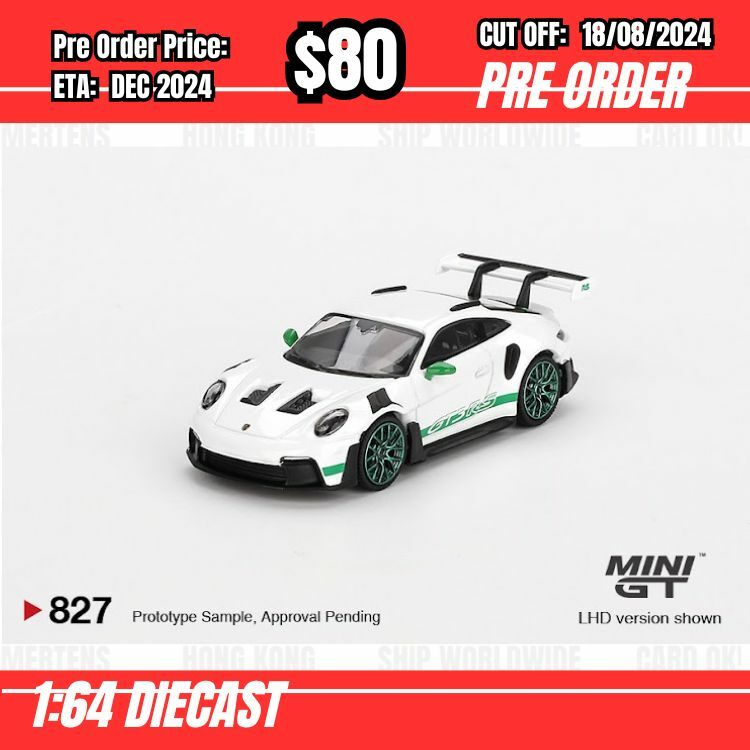 PO-$80  * Mini GT * 1:64 #827 Porsche 911 (992) GT3 RS Tribute to Carrera RS Package LHD [OD05/08]