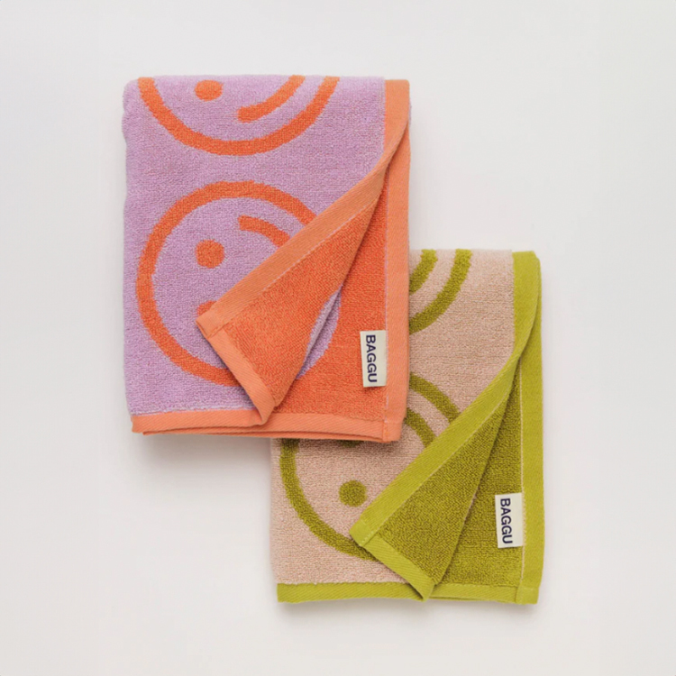 美國 BAGGU 雙面毛巾 兩入組 笑笑臉