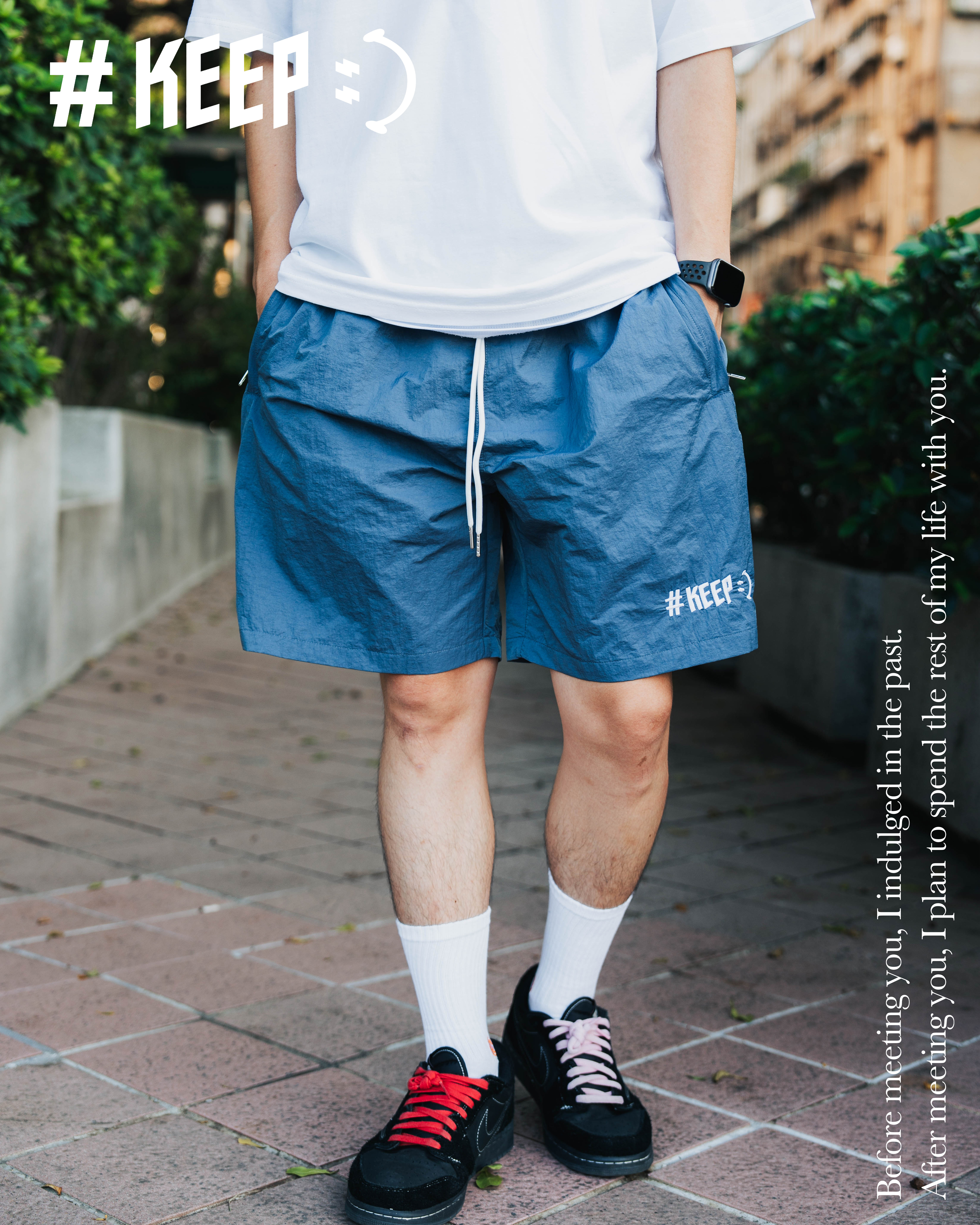 #KEEP BEACH SHORTS 閃電微笑 刺繡海灘褲【KS80】