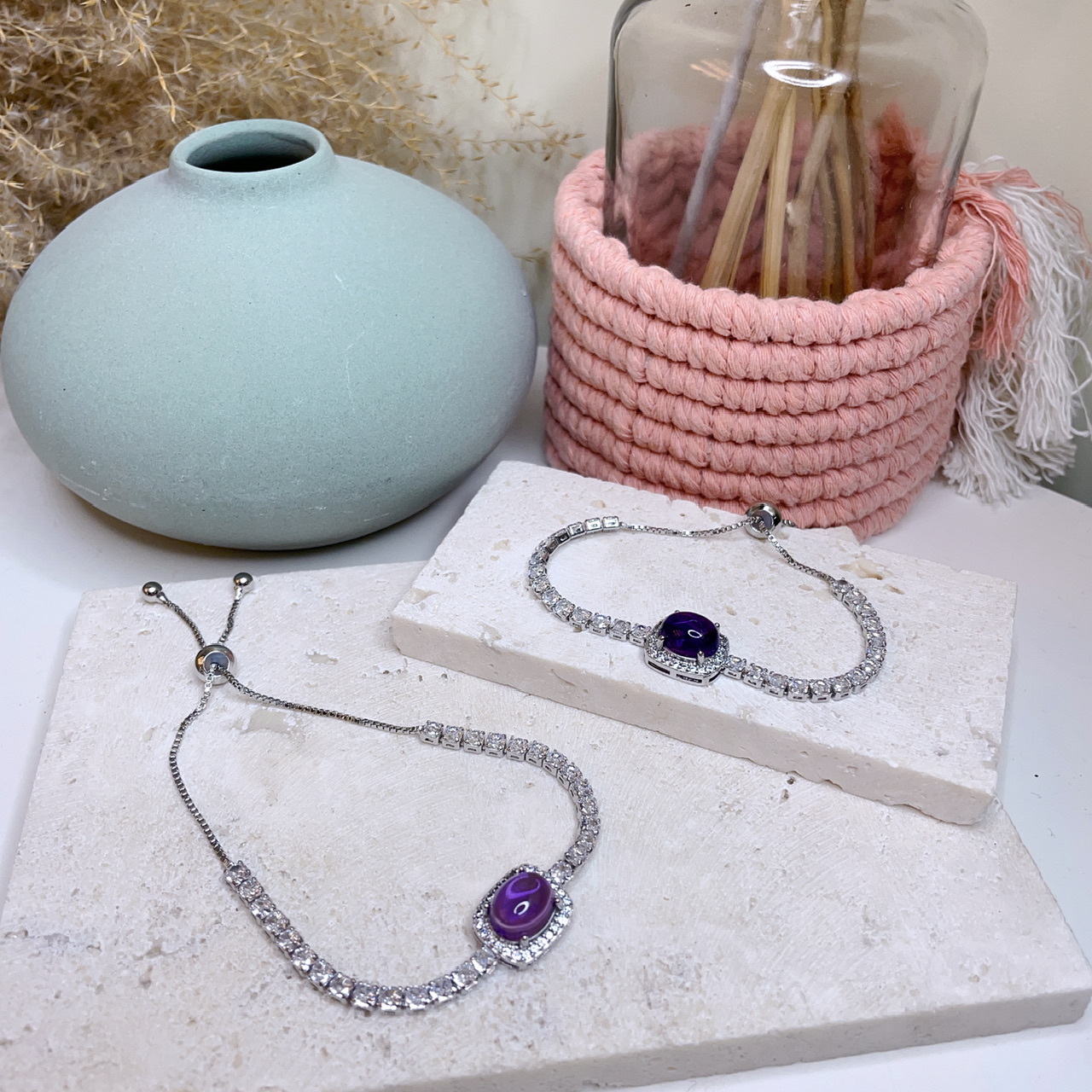 E169 紫水晶閃閃手鏈 (可調節)