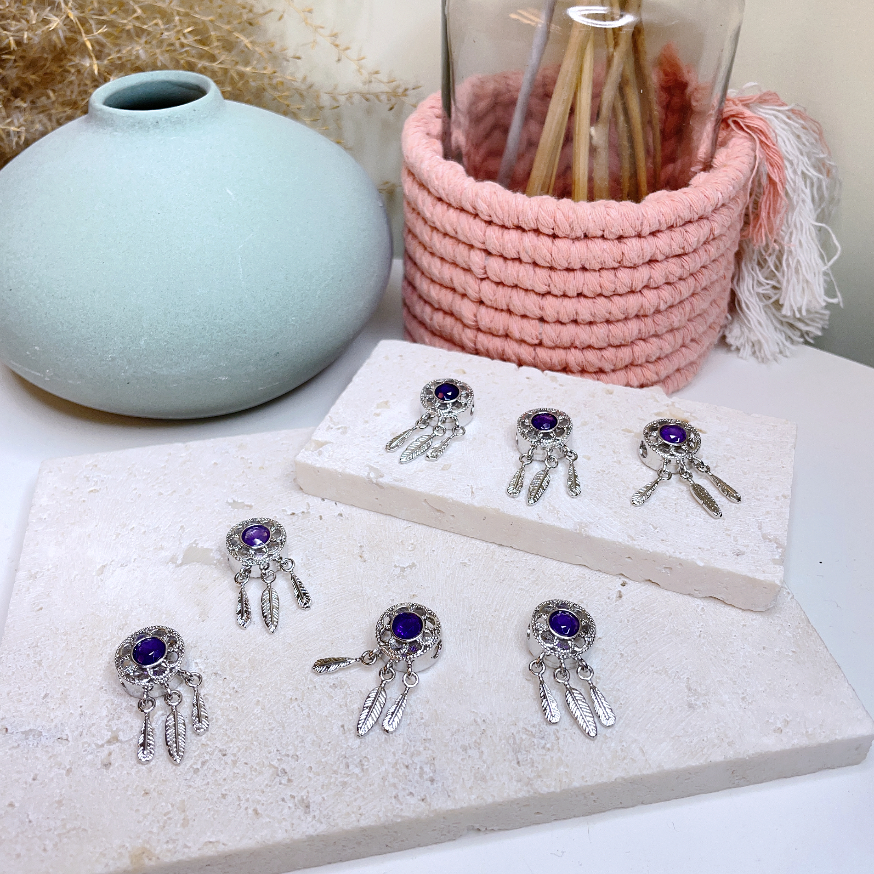 E288 濃色紫水晶捕夢網配飾