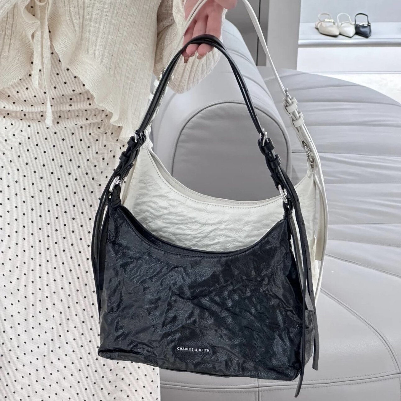 Charles & Keith 小CK 皺褶腋下包 單肩包 側背包 手提包 / 預購