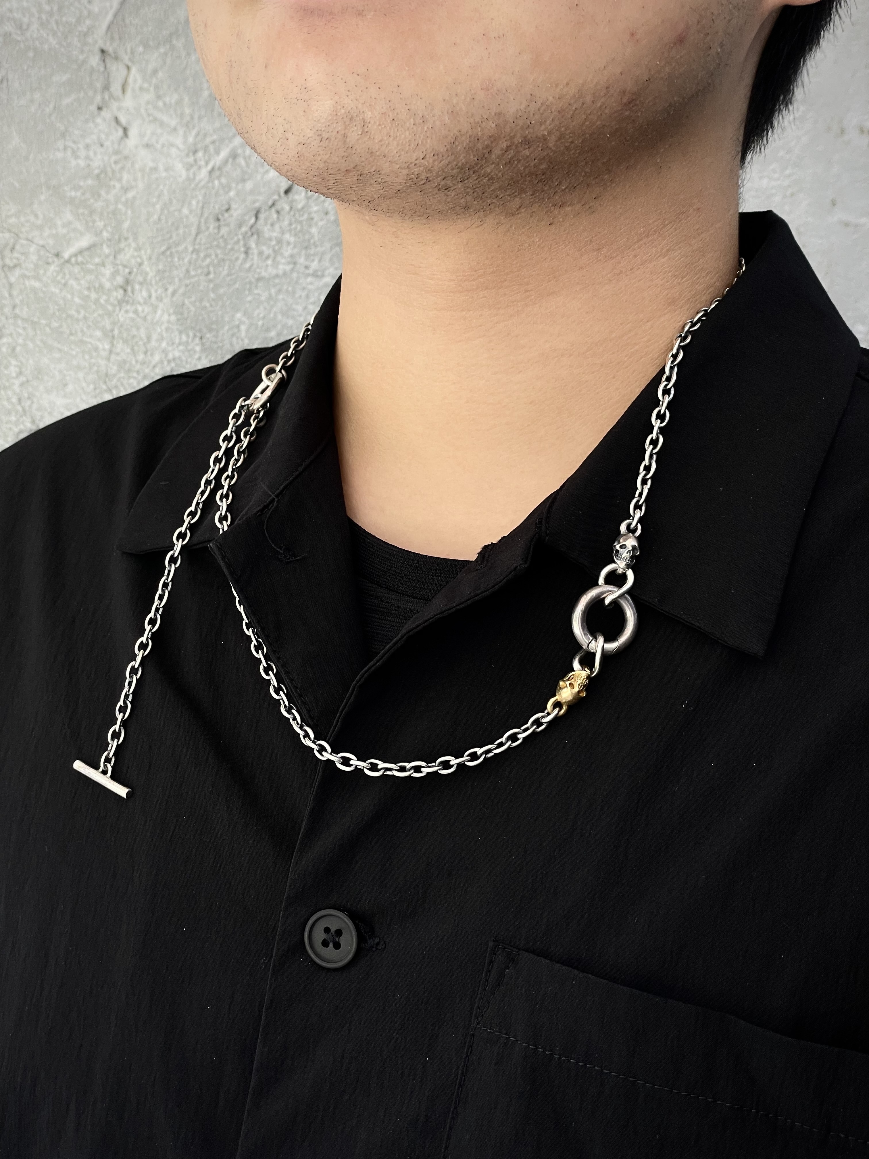 SE-1251/SE-1252 2 skulls w/1.3mm beans chain/spring ring