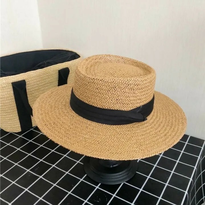 編織平頂帽 (黑/ 白)