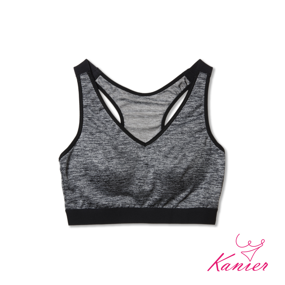 【Kanier卡妮兒】麻花紋V領 吸溼排汗 無鋼圈運動內衣【2869 黑色 -M / L / XL / XXL(Q)】
