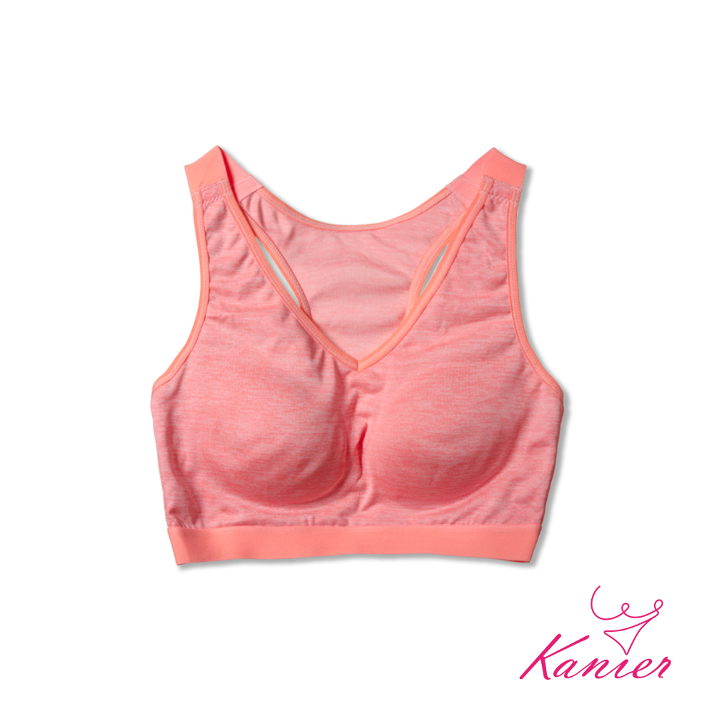 【Kanier卡妮兒】麻花紋V領 吸溼排汗 無鋼圈運動內衣【2869 橘色 -M / L / XL / XXL(Q)】