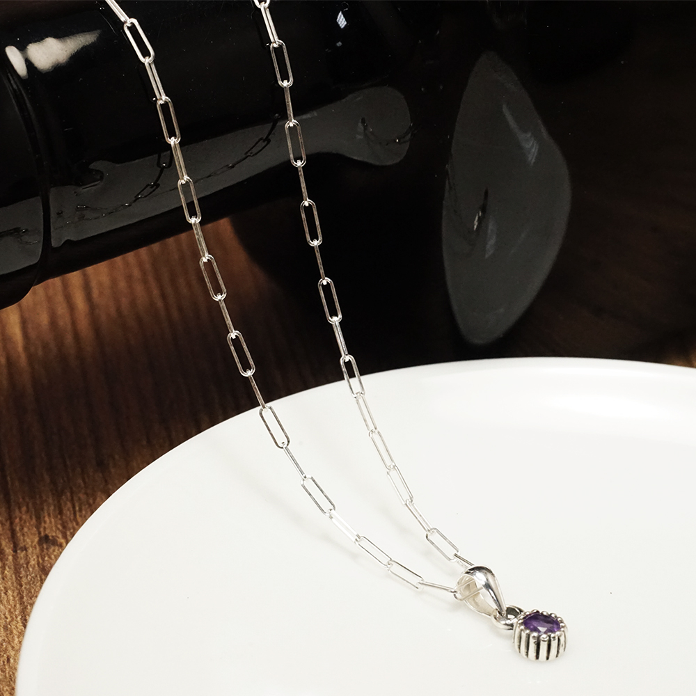 長方小圈圈 極細項鍊(1.4mm寬) 925純銀項鍊 女生項鍊 搭配鍊 純銀鍊子