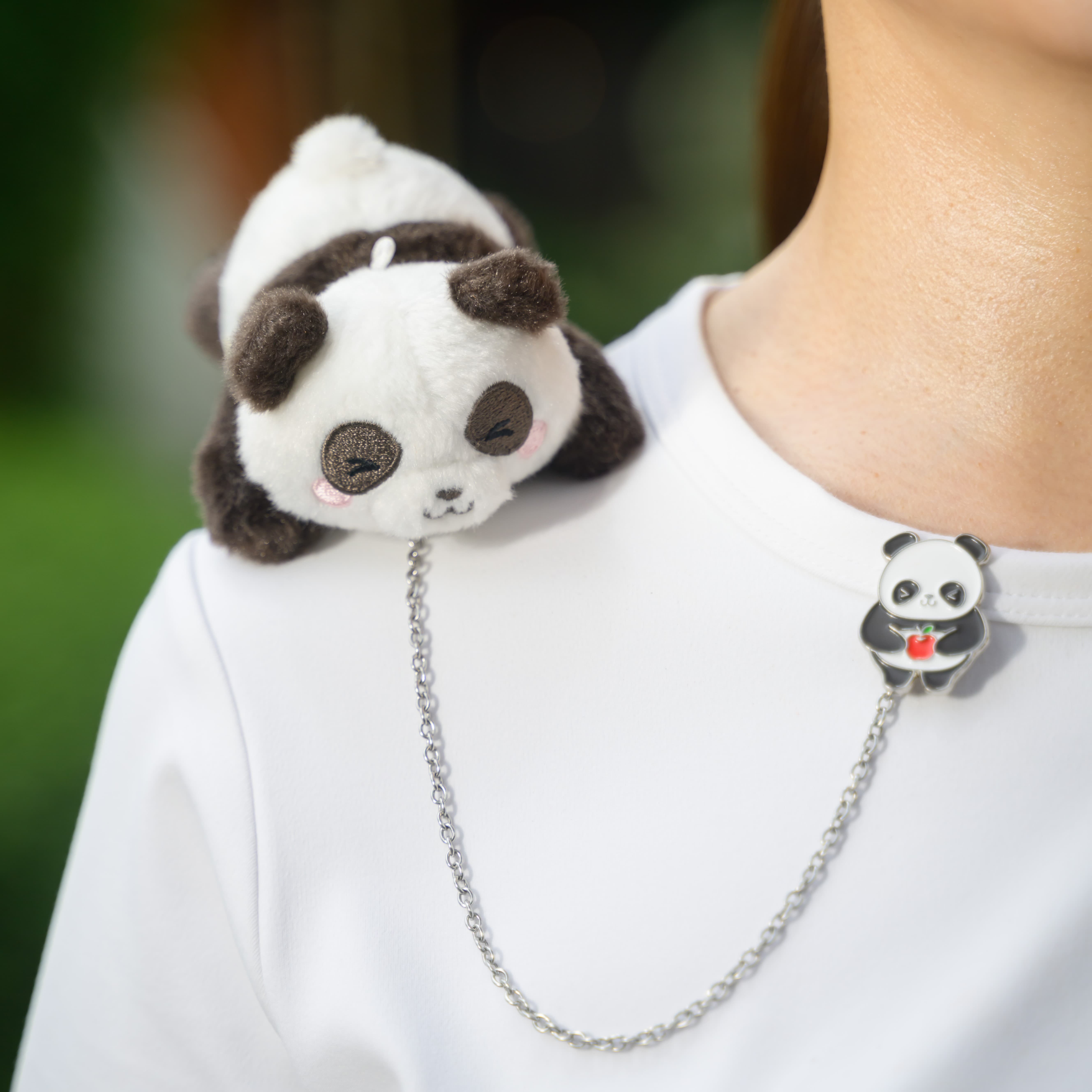 Lay Down Panda Chain Brooch