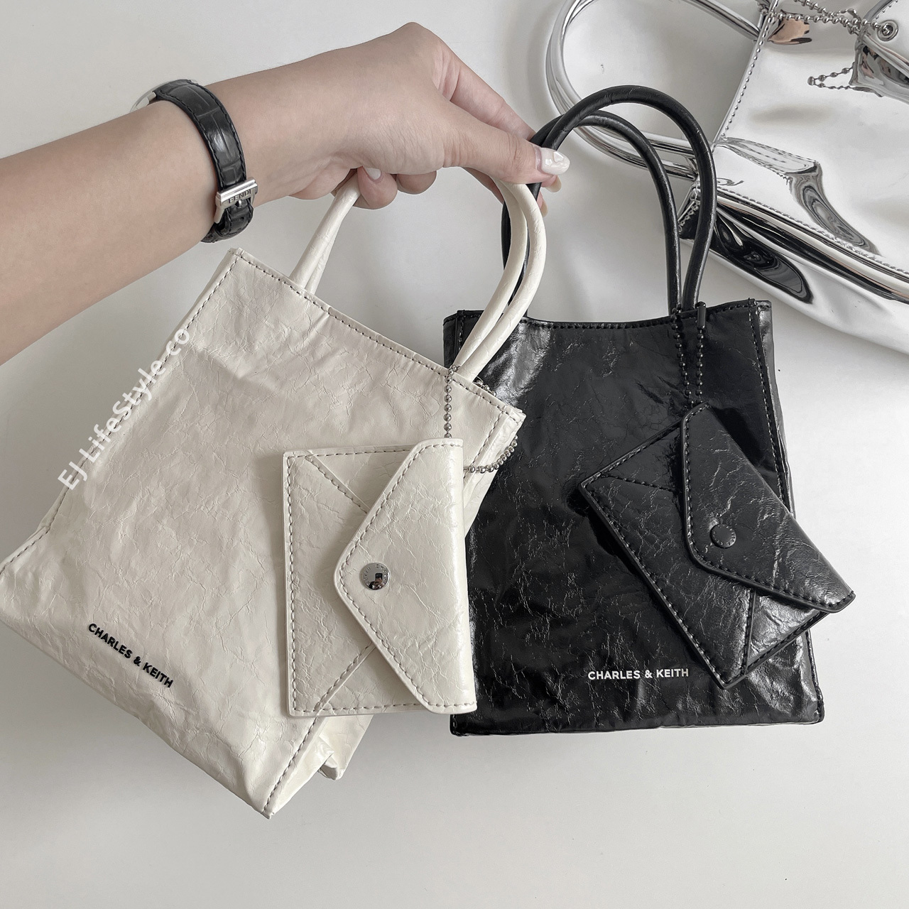 Charles & Keith 小CK Matina 皺褶包 單肩包 側背包 手提包 零錢包 小包 / 現貨