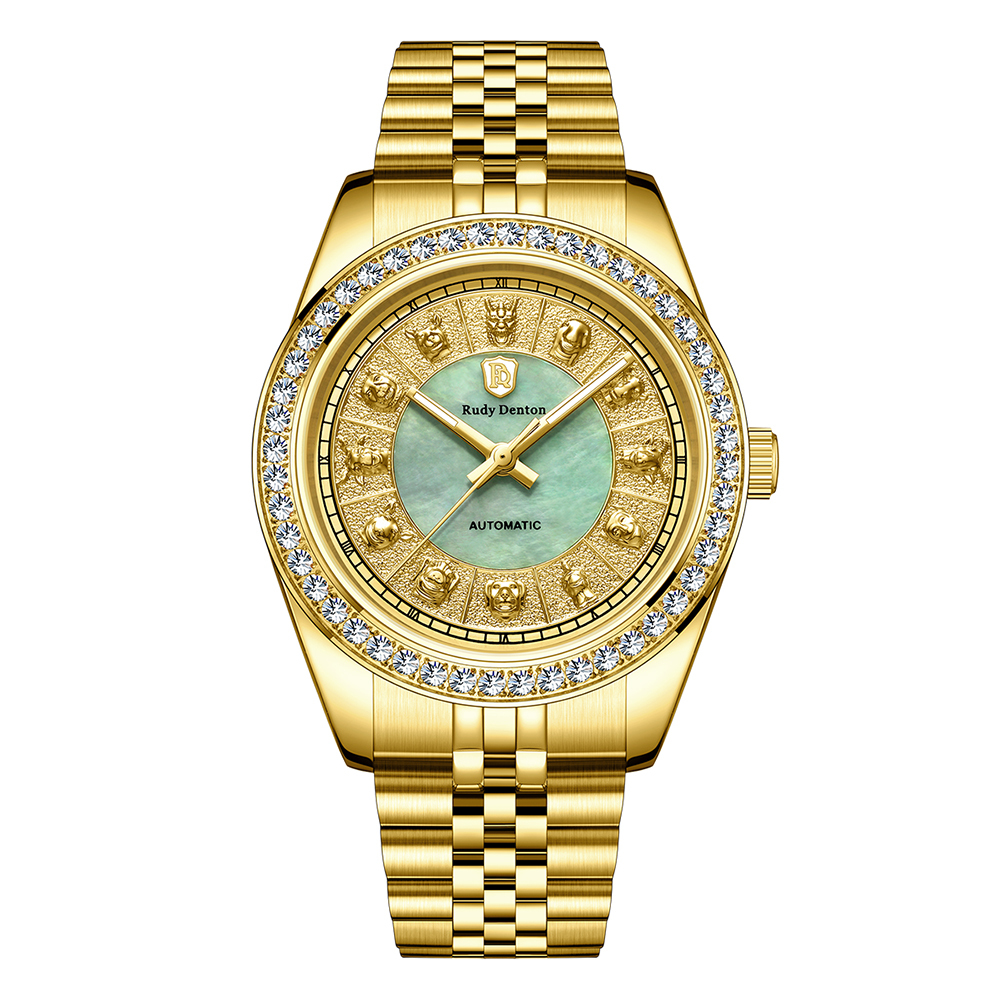 【Rudy Denton 勞迪丹頓】RDT-002 情侶對錶 立體12生肖錶盤 晶鑽錶圈 鏤空背蓋 夜光 不鏽鋼 機械 男錶