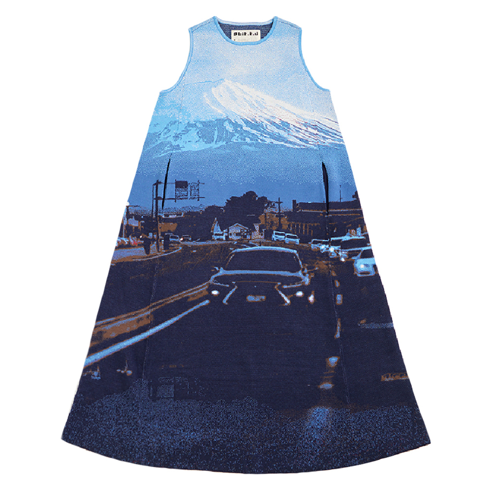 Mt. Fuji View from the Backseat Sleeveless Flare Maxi Dress